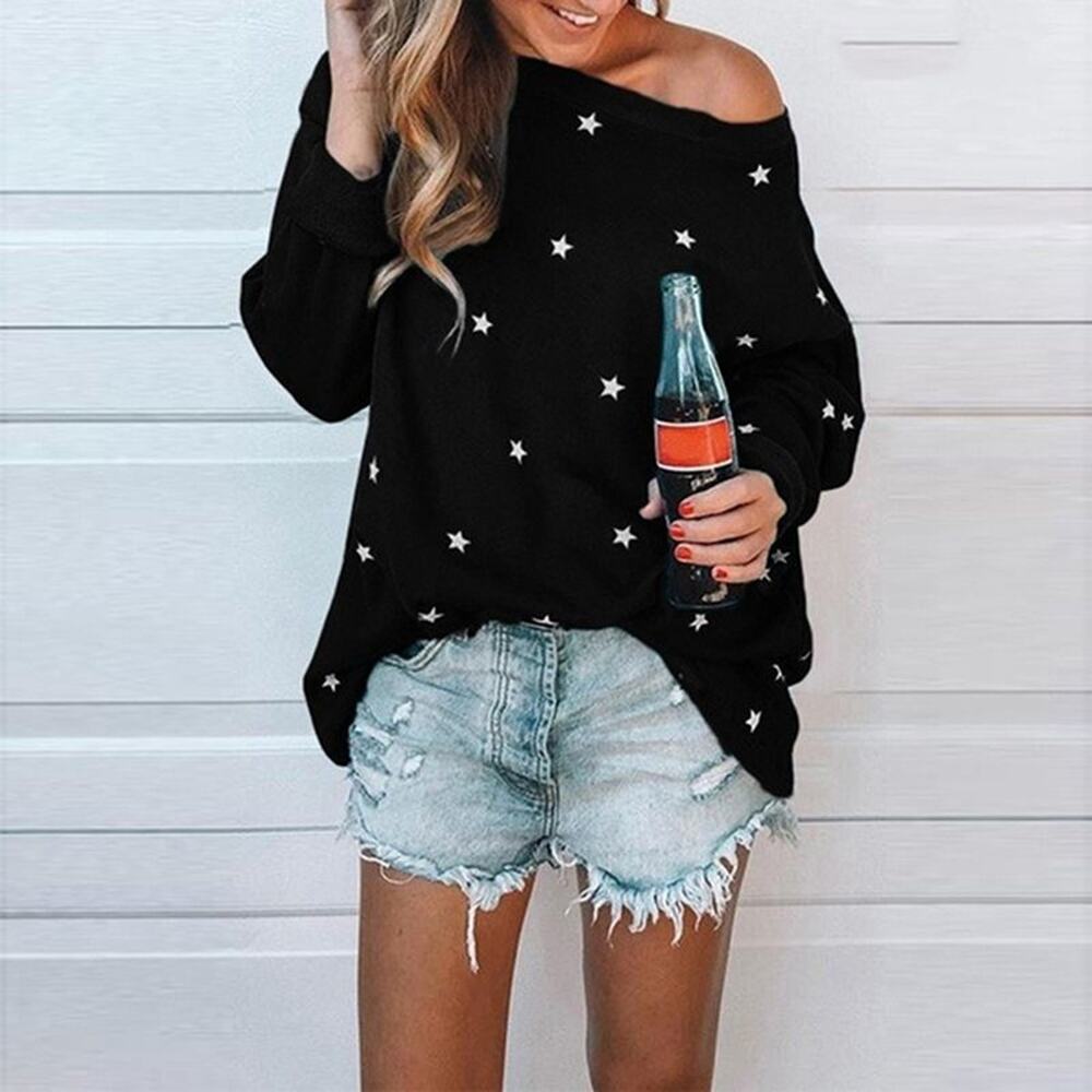 Black Long Sleeve T-Shirt Stars Night Sky